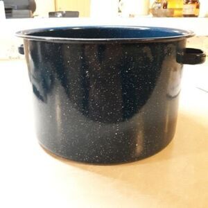 Vintage Granite Blue Speckled Stockpot Country Farmhouse Kitchen Décor Flawed